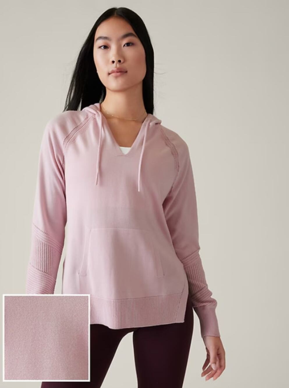 ATHLETA Evergreen Hoodie Sweater Hydrangea Pink Medium M